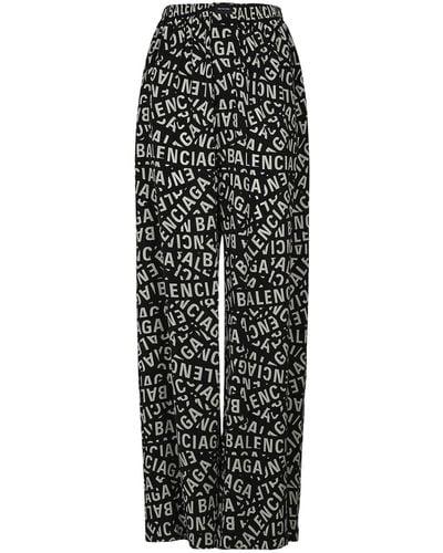 Balenciaga Cupro & Viscose Pyjama Trousers - Black