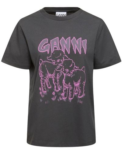 Ganni T-shirt Aus Jersey "lambs" - Schwarz