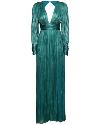 Maria Lucia Hohan Smaranda Foiled Silk Tulle Long Dress - Green