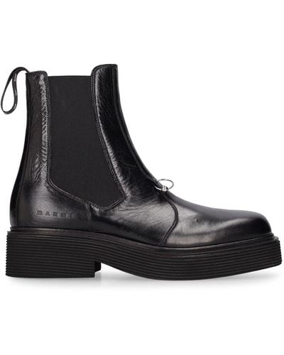 Marni New Forest Shiny Leather Chelsea Boots - Black