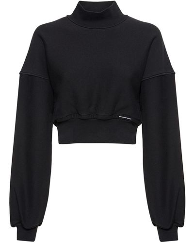 Alexander Wang Cropped Cotton Turtleneck Sweater - Black