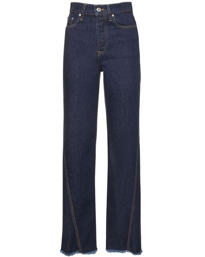 Lanvin Twisted Denim High Waist Straight Jeans - Blue