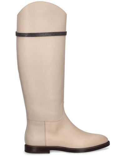 Brunello Cucinelli Leather Knee-high Boots - White