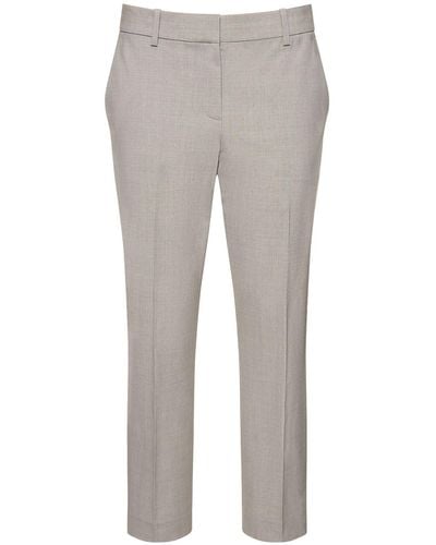 Theory Treeca Straight Wool Pants - Grey