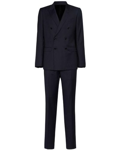 Dolce & Gabbana Zweireihiger Anzug Aus Wolle - Blau