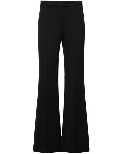 Acne Studios Tailored Wool Blend Crepe Flared Trousers - Black
