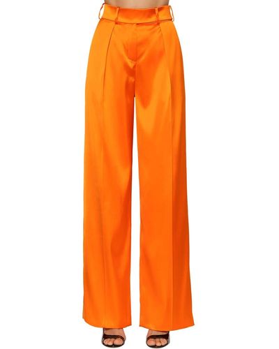 Alexandre Vauthier High Waist Stretch Satin Trousers - Orange