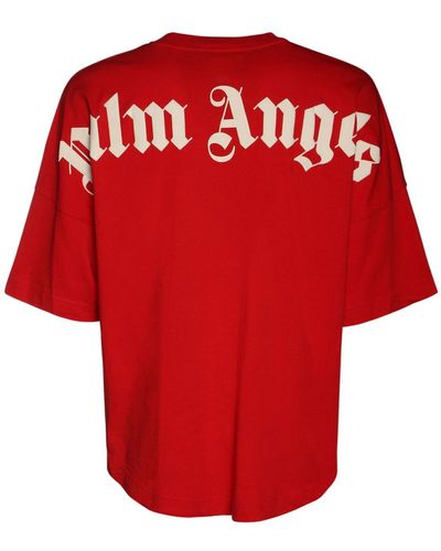 Palm Angels T-shirt In Jersey Di Cotone Con Logo - Rosso