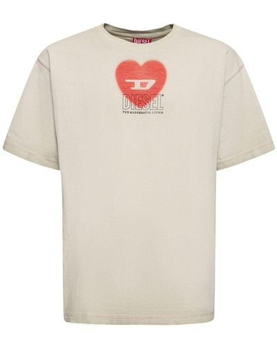 DIESEL Camiseta de jersey de algodón estampada - Blanco