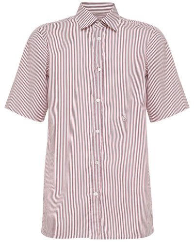 Maison Margiela Striped Cotton Short Sleeved Shirt - Pink