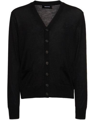 DSquared² Monogram Wool Cardigan - Black