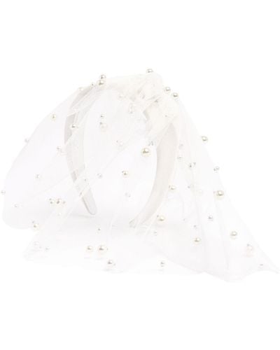 ROTATE BIRGER CHRISTENSEN Headband Veil W/ Imitation Pearls - White