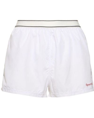 Sporty & Rich Serif Logo Sport Shorts - White