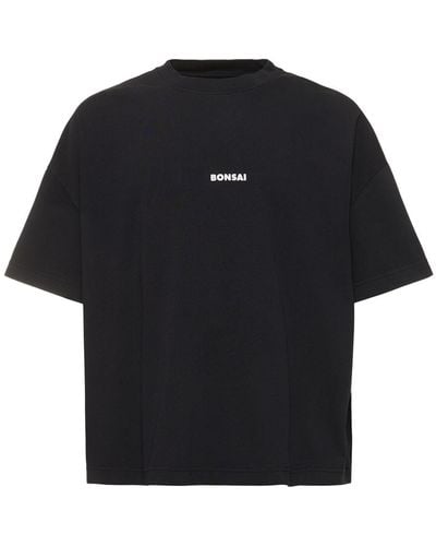 Bonsai Logo Print Oversize Cotton T-shirt - Black