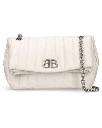 Balenciaga Small Monaco Quilted Leather Chain Bag - Natural