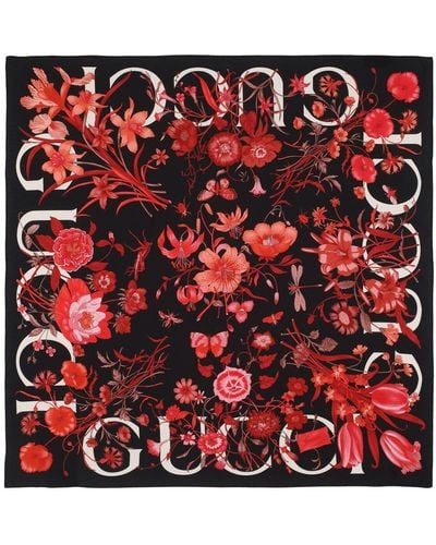 Gucci Flora Silk Scarf - Rot