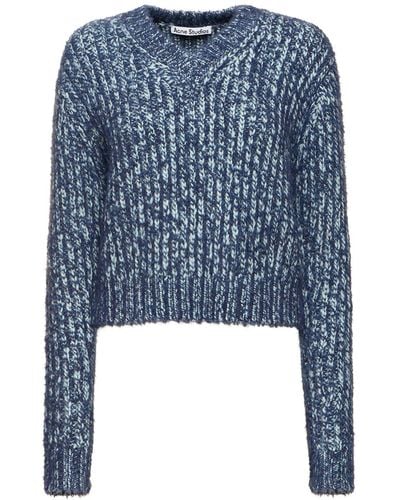 Acne Studios Chunky Mélange Knit Sweater - Blue
