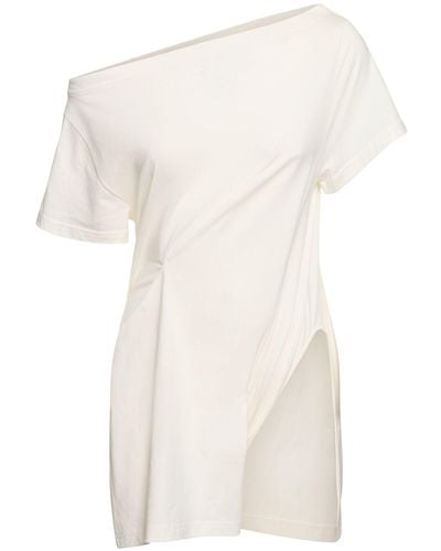 Courreges Boatneck Cotton Bodysuit - White