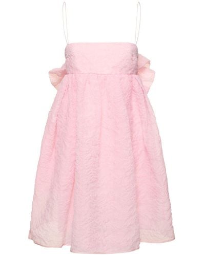 Cecilie Bahnsen Gina Matelassé Mini Dress W/bow - Pink