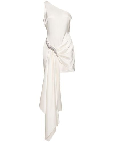 David Koma One-Shoulder Crystal-Embellished Dress - White