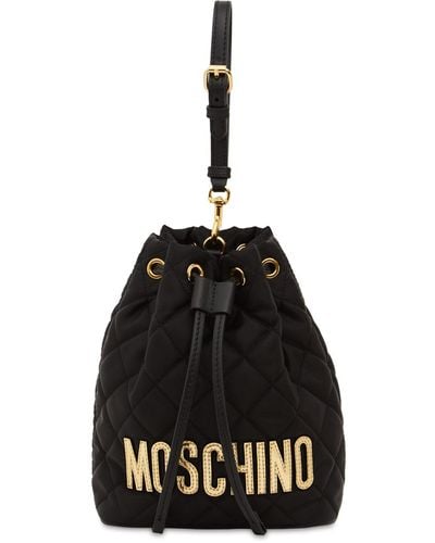 Moschino Gesteppte Schultertasche Aus Leder Mit Logo - Schwarz