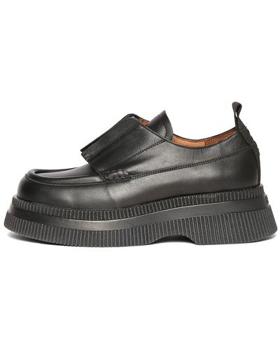 Ganni 55mm Leather Loafers - Black