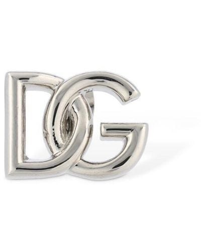 Dolce & Gabbana Logo Sterling Silver Stud Earring - White