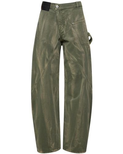 JW Anderson Embroidered Pocket Denim Cargo Jeans - Green