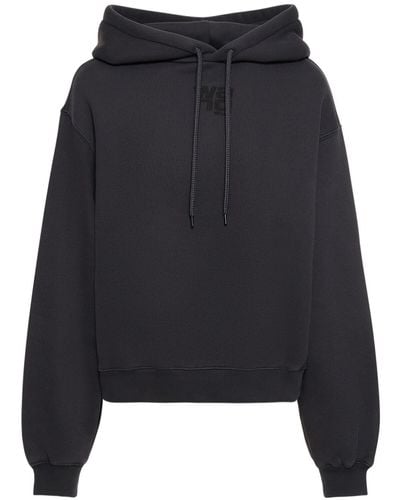 Alexander Wang Sweat-shirt en coton éponge à capuche essential - Noir