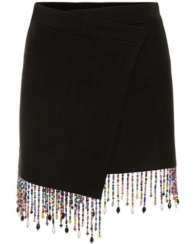 MSGM Embellished Linen Blend Shorts - Black