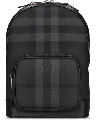 Burberry Jett Check E-canvas Backpack - Black