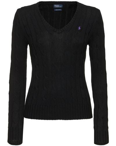 Polo Ralph Lauren Kimberly Braided Knit Jumper - Black