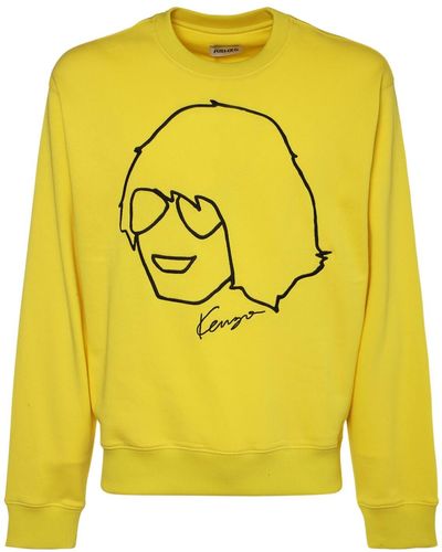 KENZO Embroidered Cotton Jersey Sweatshirt - Yellow