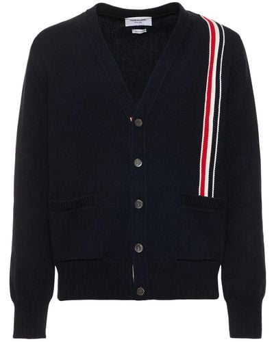 Thom Browne Relaxed Fit Intarsia Cardigan - Blue