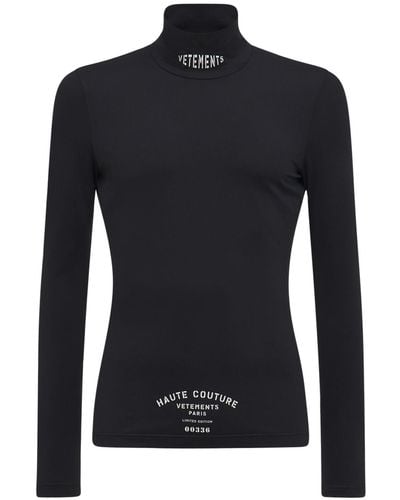 Vetements T-shirt Collo Alto In Techno Con Logo - Nero