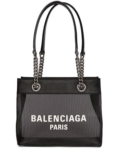 Balenciaga Duty Free レザー&メッシュトートバッグ - ブラック