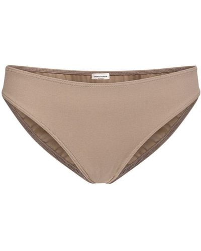 Saint Laurent Nylon Blend Low Waist Bikini Bottom - Natural