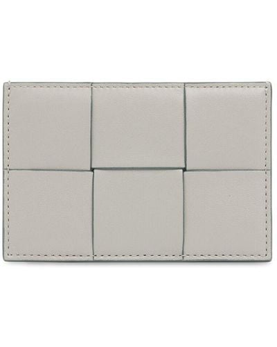 Bottega Veneta Cassette Leather Credit Card Case - Gray