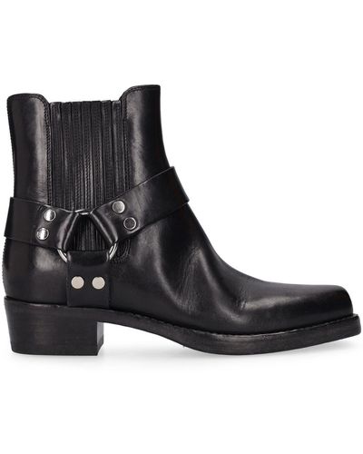 RE/DONE 40mm Leather Cowboy Ankle Boots - Black