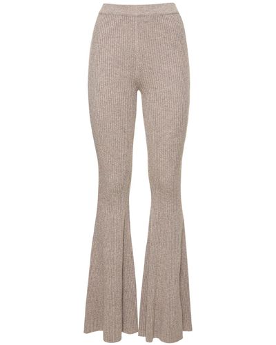 Michael Kors Cashmere Rib Knit Flared Trousers - Grey