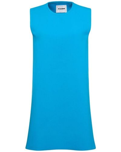 Jil Sander Sleeveless Knit Cutout Mini Dress - Blue