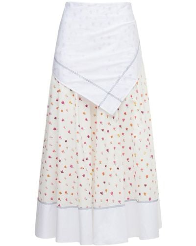 Rosie Assoulin Jupe Midi En Popeline De Coton Florale Ula - Blanc