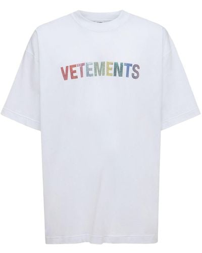 Vetements Camiseta De Algodón Con Logo Multicolor - Blanco