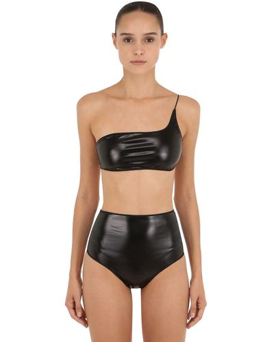 Oséree Einschultriger Bikini Aus Latex - Schwarz