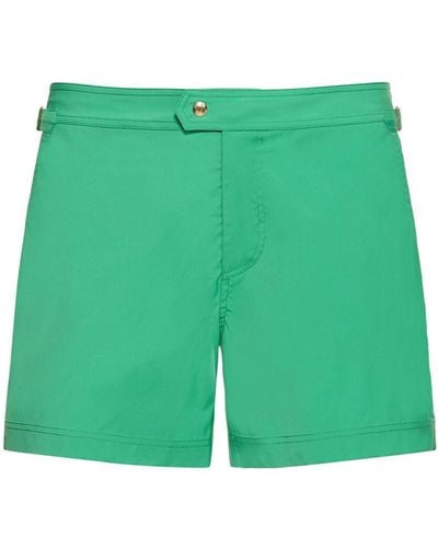 Tom Ford Shorts mare in popeline con piping - Verde