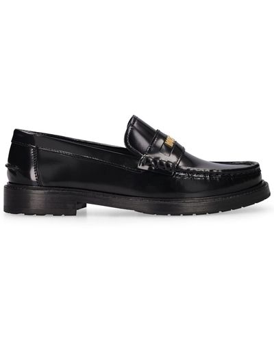 Moschino 25Mm College Leather Loafers - Black