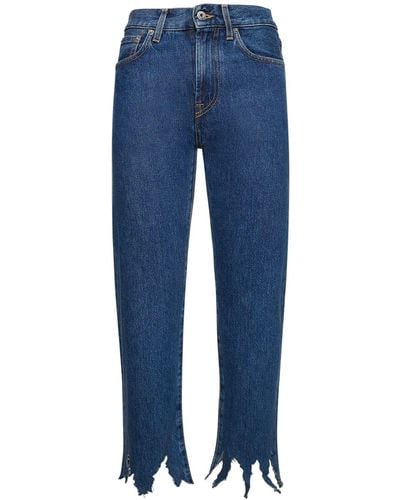JW Anderson Jeans cropped in denim / frange - Blu