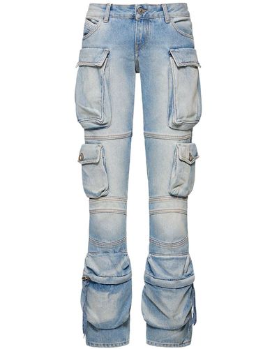 The Attico Essie Denim Low Waist Cargo Jeans - Blue