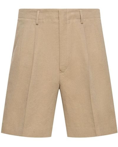 Loro Piana Joetsu Cotton & Linen Bermuda Shorts - Natural