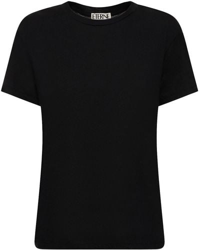 ÉTERNE Short Sleeve Cotton T-Shirt - Black